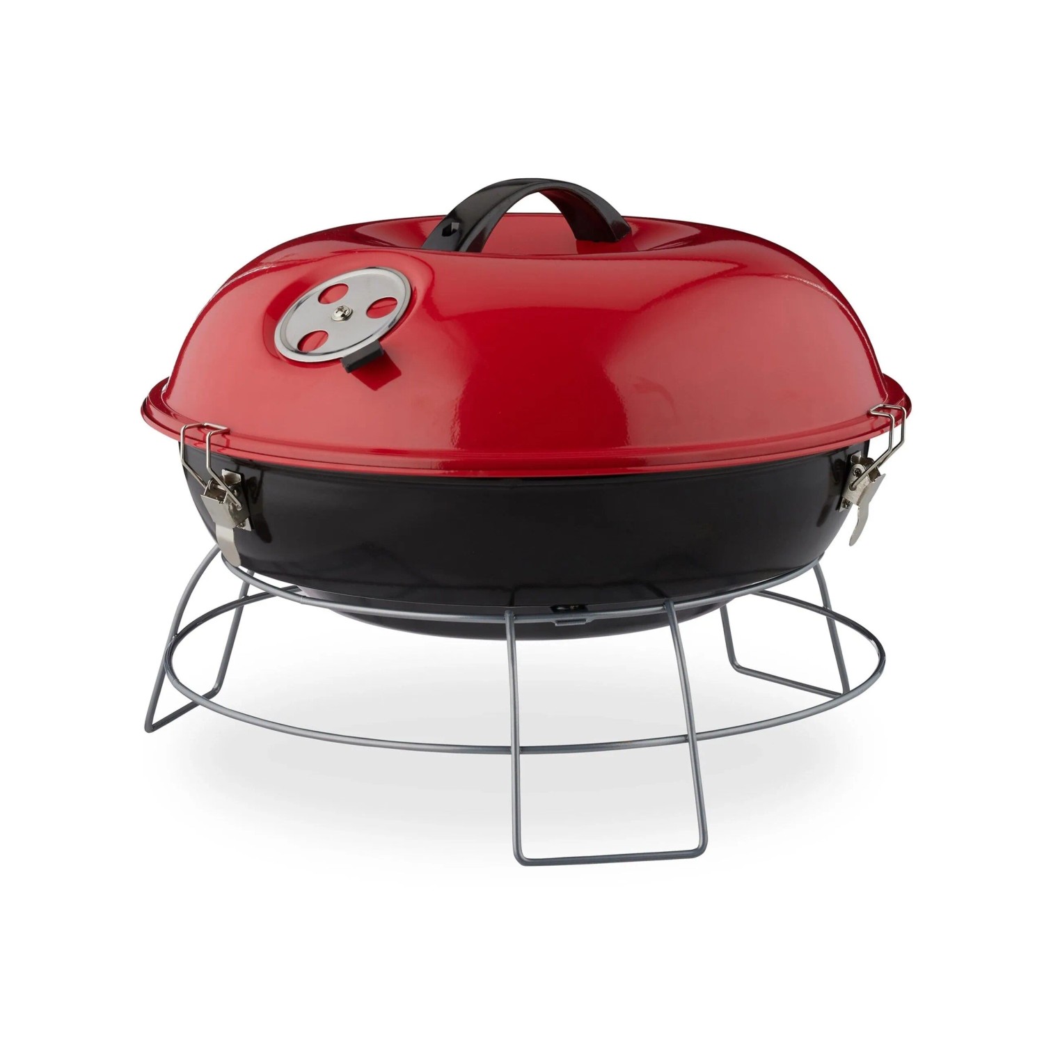 Relaxdays Kugelgrill Stahl Rot Tragbar 27 cm x 36 cm 2,2 kg