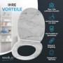 SANILO WC-Sitz Marmor mit Absenkautomatik und Top-Fix-Befestigung für komfortable WC-Nutzung.