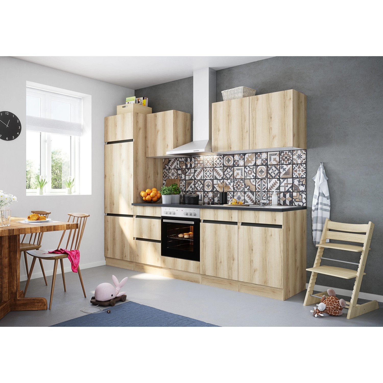 Optifit Küchenzeile/Küchenblock OPTIkombi Kaya290 ohne E-Geräte 270 cm Breite Wildeiche NB