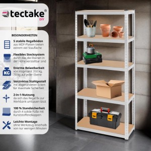 Tectake Schwerlastregal   In Verschiedenen Ausführungen Verzinktes Stahlgestell 180 x 75 x 30 cm  350 kg 30 x 75 x 180 cm Silber