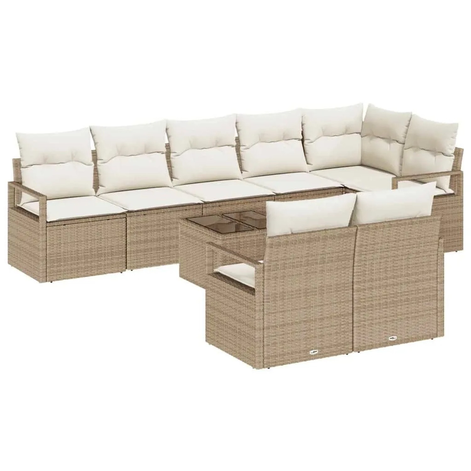 vidaXL Gartensofa-set mit Kissen 9-Tlg Beige und Creme Poly-Rattan 3355110 günstig online kaufen