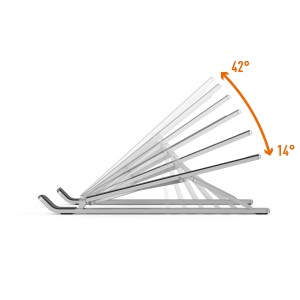 Silberner, faltbarer Laptop/Tablet Tischständer von Durable, höhenverstellbar.