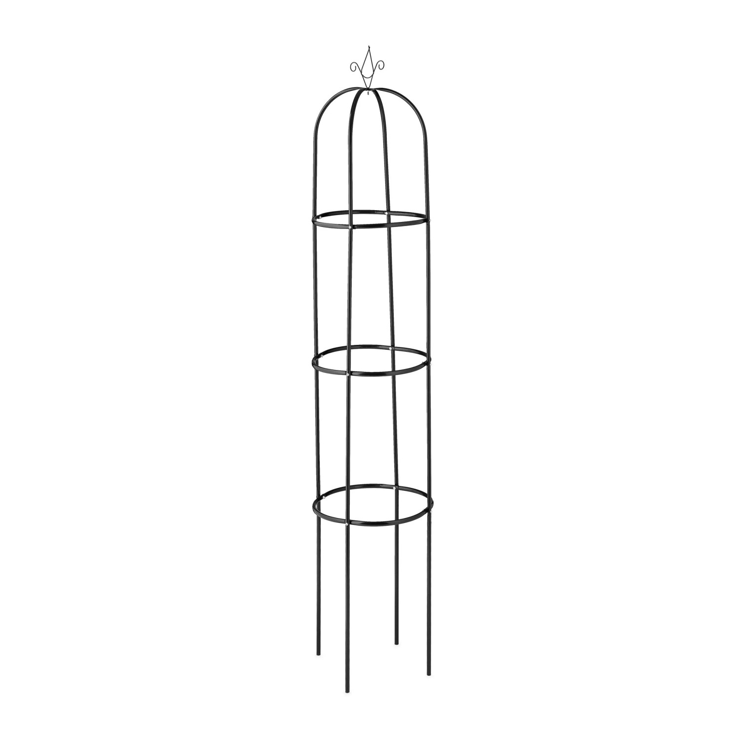 Relaxdays Rankobelisk Stahl Schwarz Rund Witterungsbeständig 190 cm x 40 cm 1,2 kg