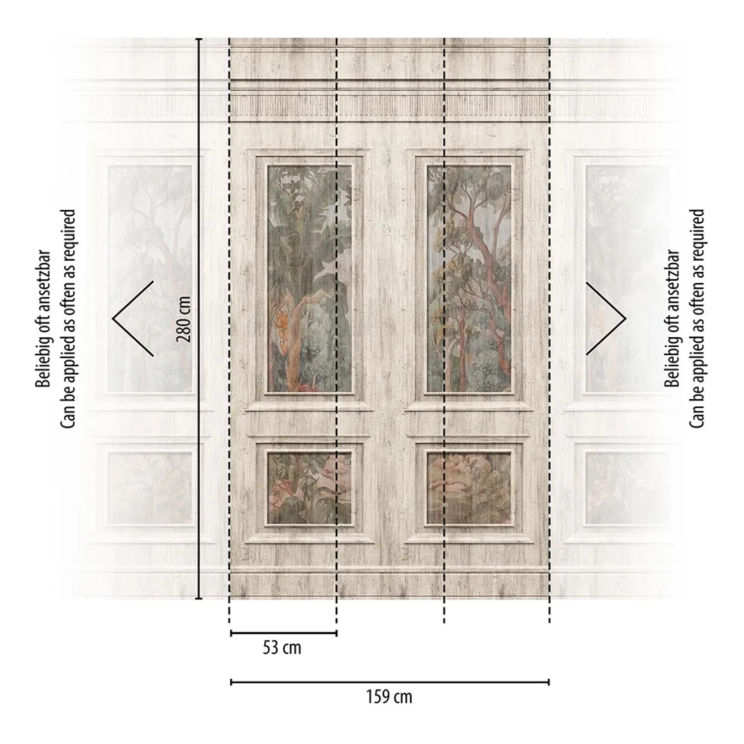 A.S. Création Vliestapete Wallpanel Kassettierung Wald Vintage mit Waldmotiv und Kassettenoptik.
