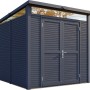 Anthrazitfarbenes Bertilo Gartenhaus Woodline Pent aus Holz mit Doppeltür und Flachdach.