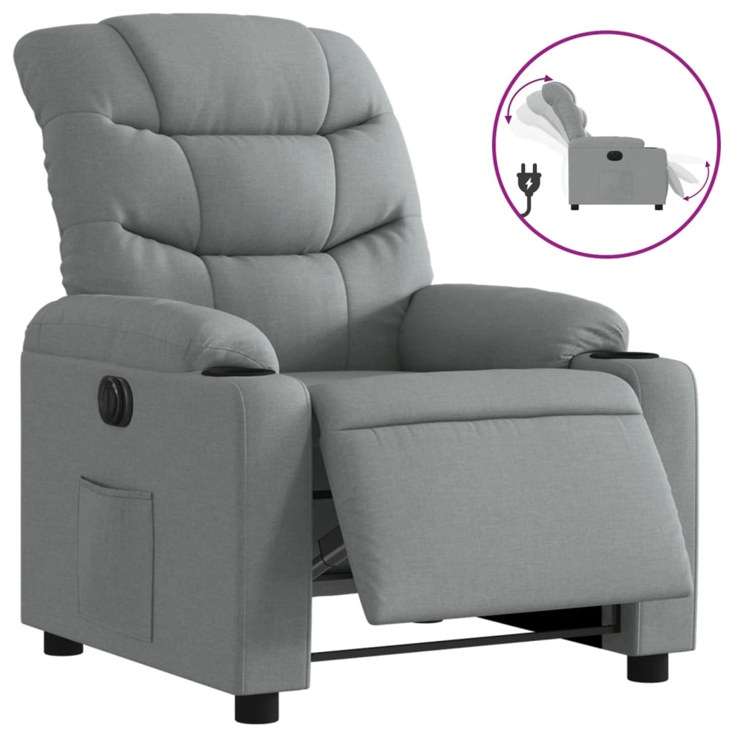 vidaXL Relaxsessel Elektrisch Hellgrau Stoff 3206627 günstig online kaufen