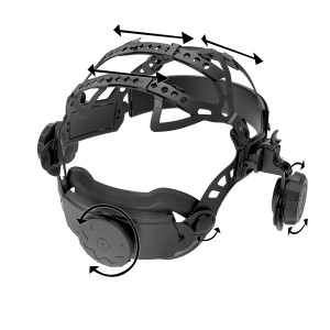 STAHLWERK Schweißhelm Bullet 3 in 1, Kopfband und Verstellmechanismen im Detail.
