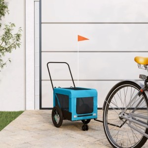 vidaXL Fahrradanhänger Hunde Blau und Schwarz Oxford-Gewebe & Eisen 93932