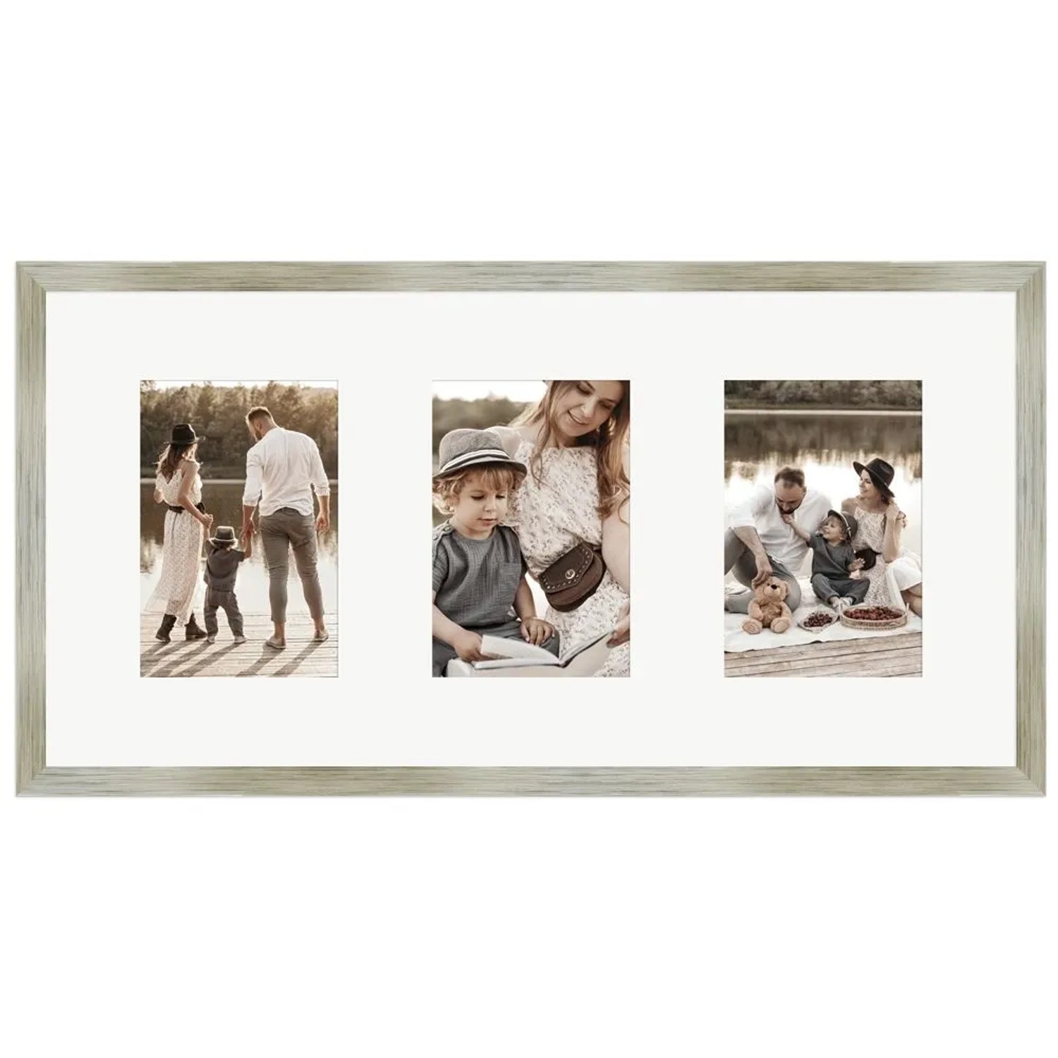 WANDStyle Galerierahmen G950 in Gold 25 x 50 cm für 3 Bilder im Format 10 x 15 cm