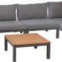 Graue Bonlee Lounge-Gartenmöbel: Sofa-Set mit Aluminiumrahmen, grauen Auflagen und Tisch.