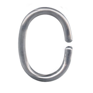 Silberner, ovaler Duschvorhangring von Kleine Wolke mit praktischer Öffnung.