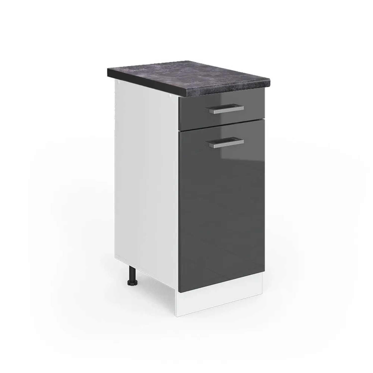 Vicco Küchenunterschrank R-Line Anthrazit Hochglanz Weiß 40 cm AP Anthrazit