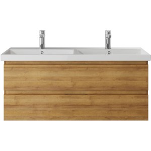 Pelipal Waschbeckenunterschrank Serie 4035 in Riviera Eiche, 116 cm breit, mit zwei Schubladen.