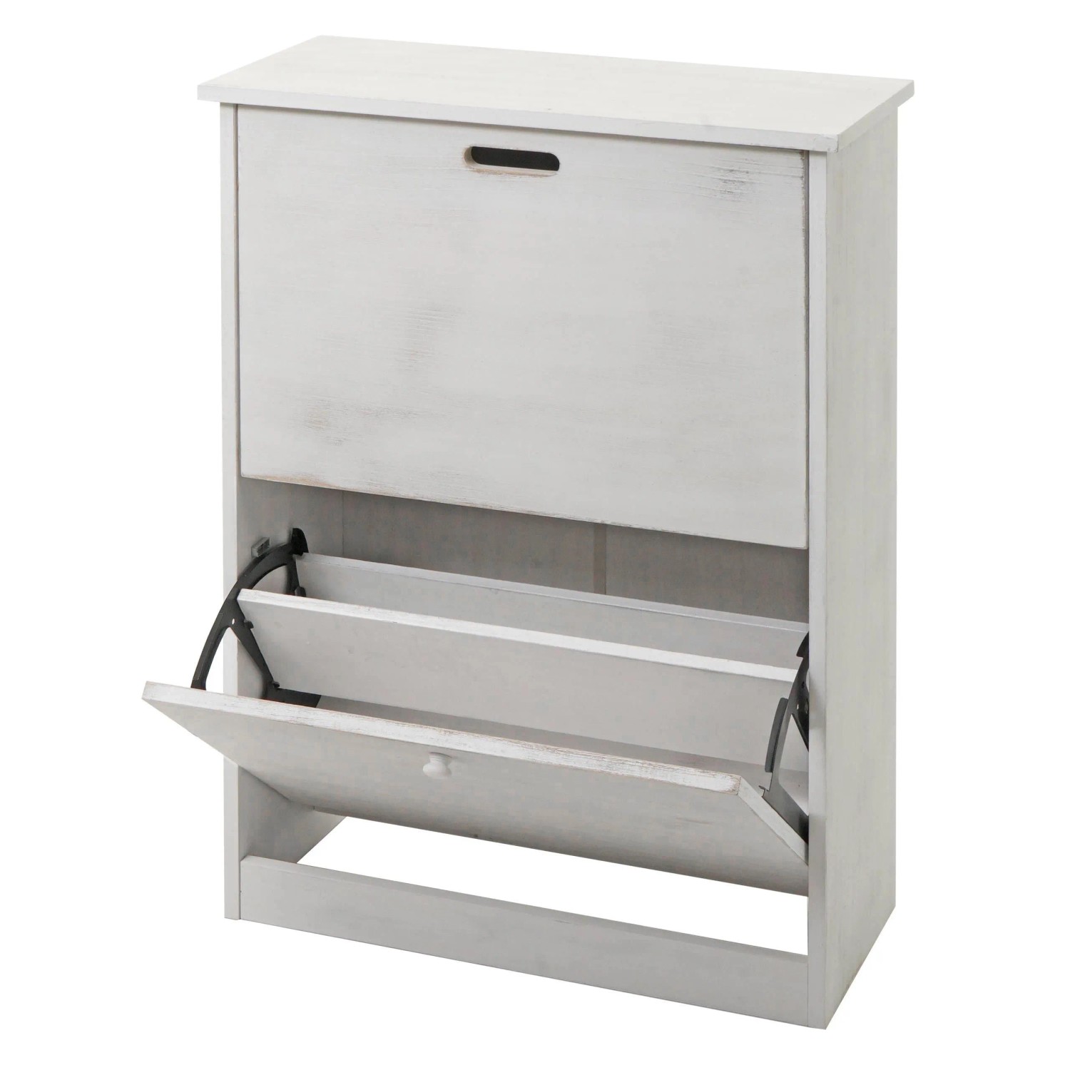 Mcw Schuhkipper K45 81x60x25cm 2 Klappen Mdf Aus Paulownia Shabby Weiß