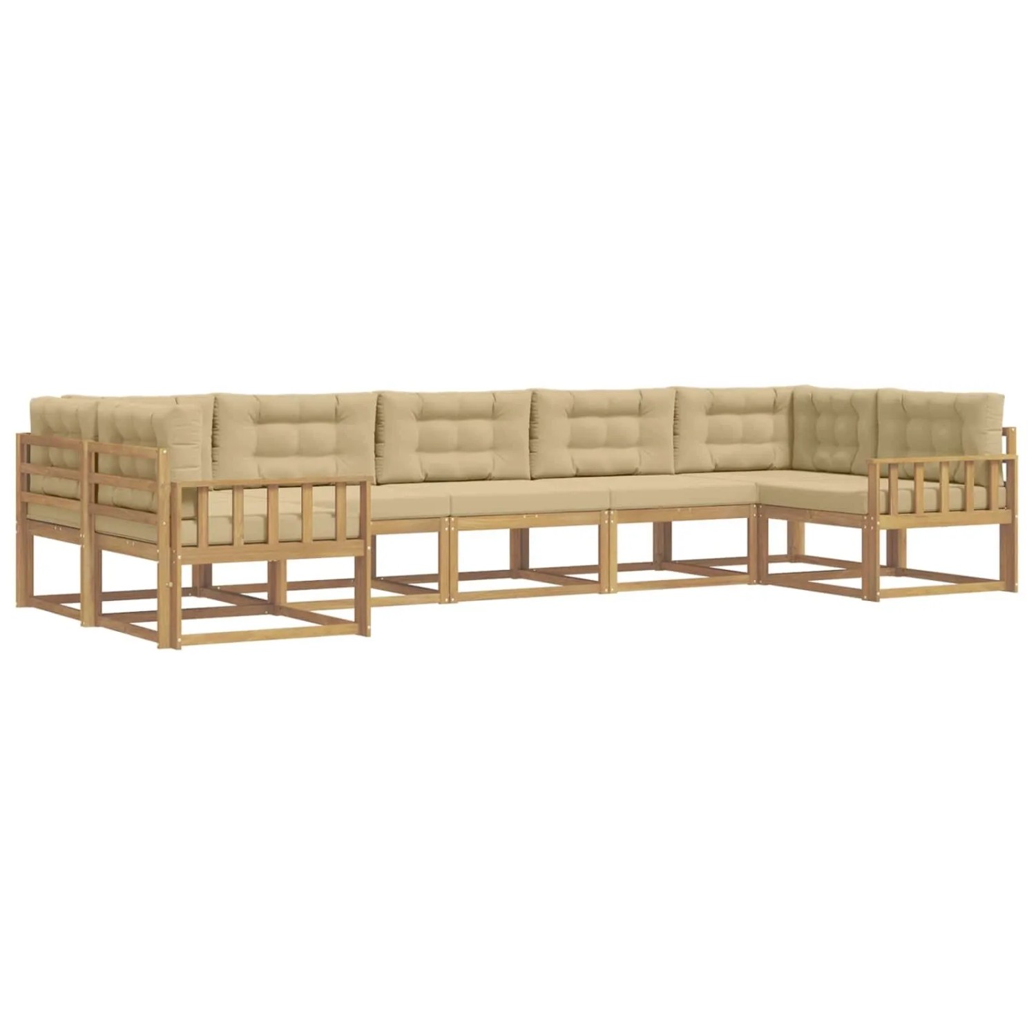 vidaXL Outdoor-Sofagarnitur mit Kissen 7 Stk Weiß und Beige 3386967