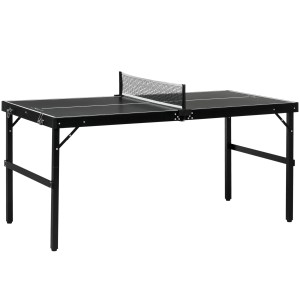 Schwarze, klappbare Mini-Tischtennisplatte mit Netz von SPORTNOW für Spieltürme.