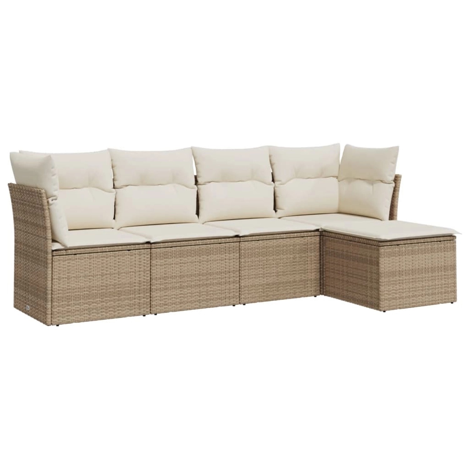 vidaXL 5-Tlg Garten-Sofagarnitur mit Kissen Beige Poly Rattan 3217558 günstig online kaufen