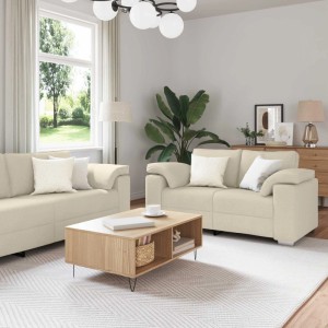 vidaXL Sofa-Set 2-tlg. in Beige aus Leinenmischgewebe, 2-Sitzer und 3-Sitzer, im modernen Wohnzimmer.
