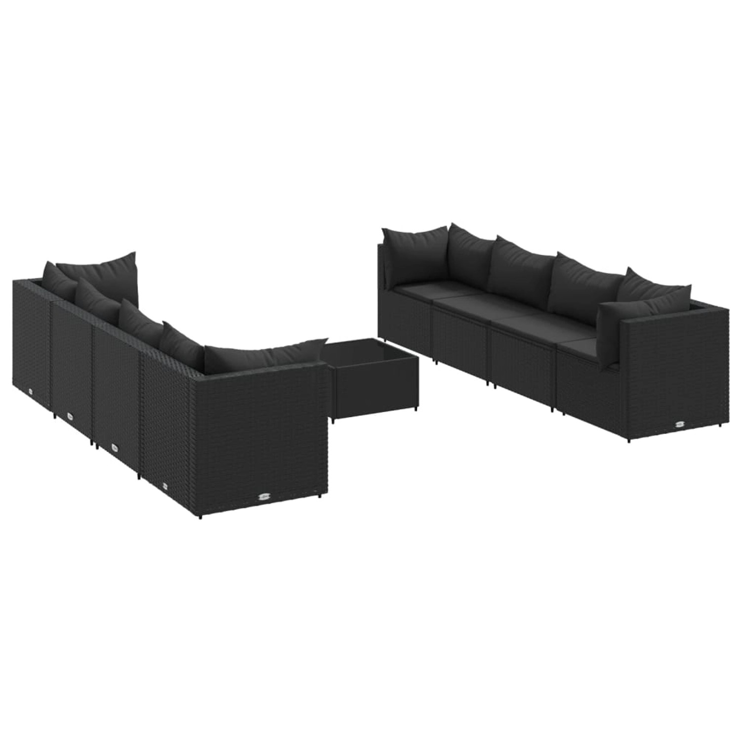vidaXL 9-Tlg Garten-Lounge-Set mit Kissen Schwarz Poly Rattan 3308043 günstig online kaufen