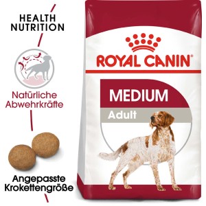 Royal Canin Medium Adult Trockenfutter, 4 kg Packung für mittelgroße Hunde.