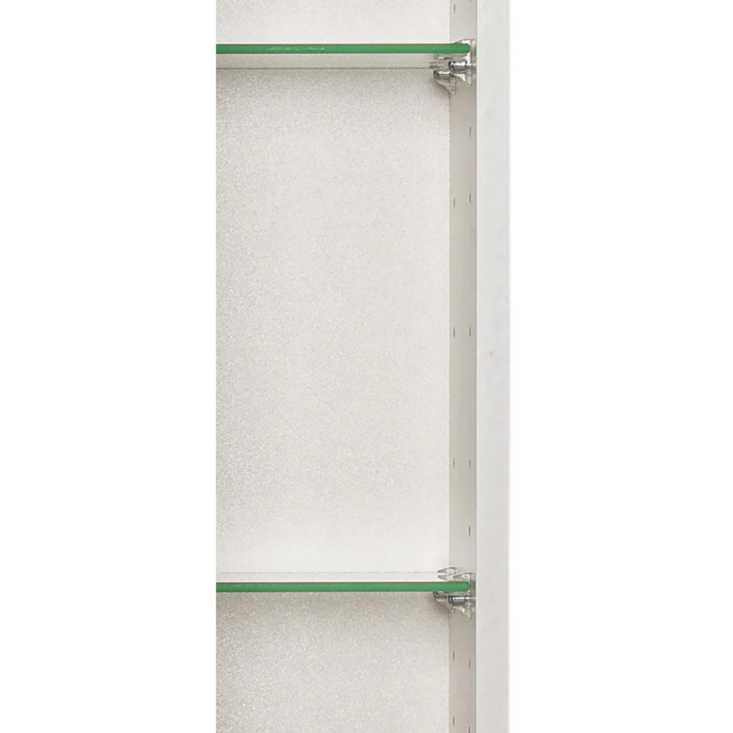 Innenansicht Held Möbel Molina Spiegelschrank 60 cm, weiße Oberfläche, Glasböden.