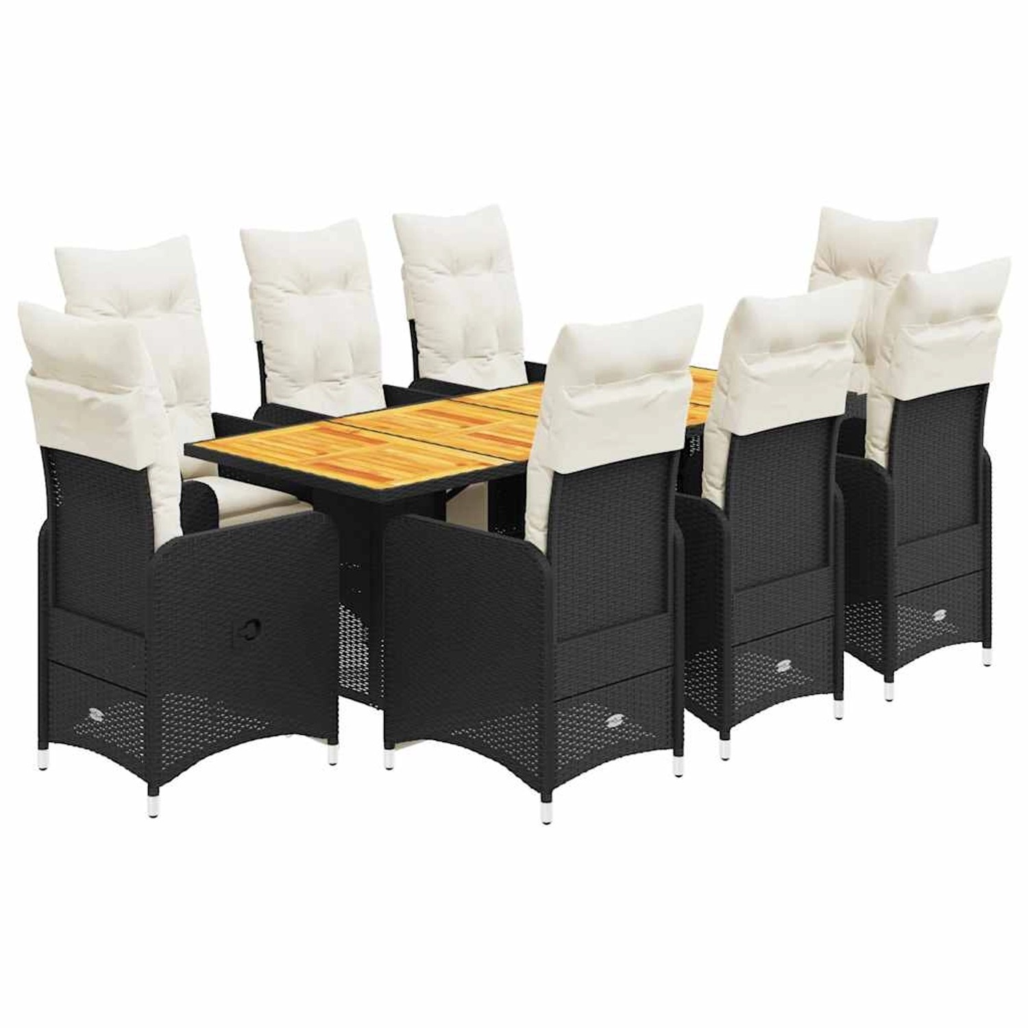 vidaXL 9-Tlg Garten-Bistro-Set mit Kissen Schwarz Poly Rattan 3277134 günstig online kaufen