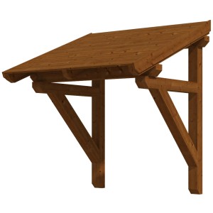 Skan Holz Haustürvordach Potsdam 1, Nussbaum lasiert, 176x156 cm, aus Konstruktionsvollholz.