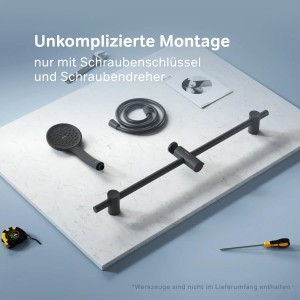 AM.PM Hit Duschset, Brauseset mit Handbrause, Duschsäule und Duschkopf in Schwarz.