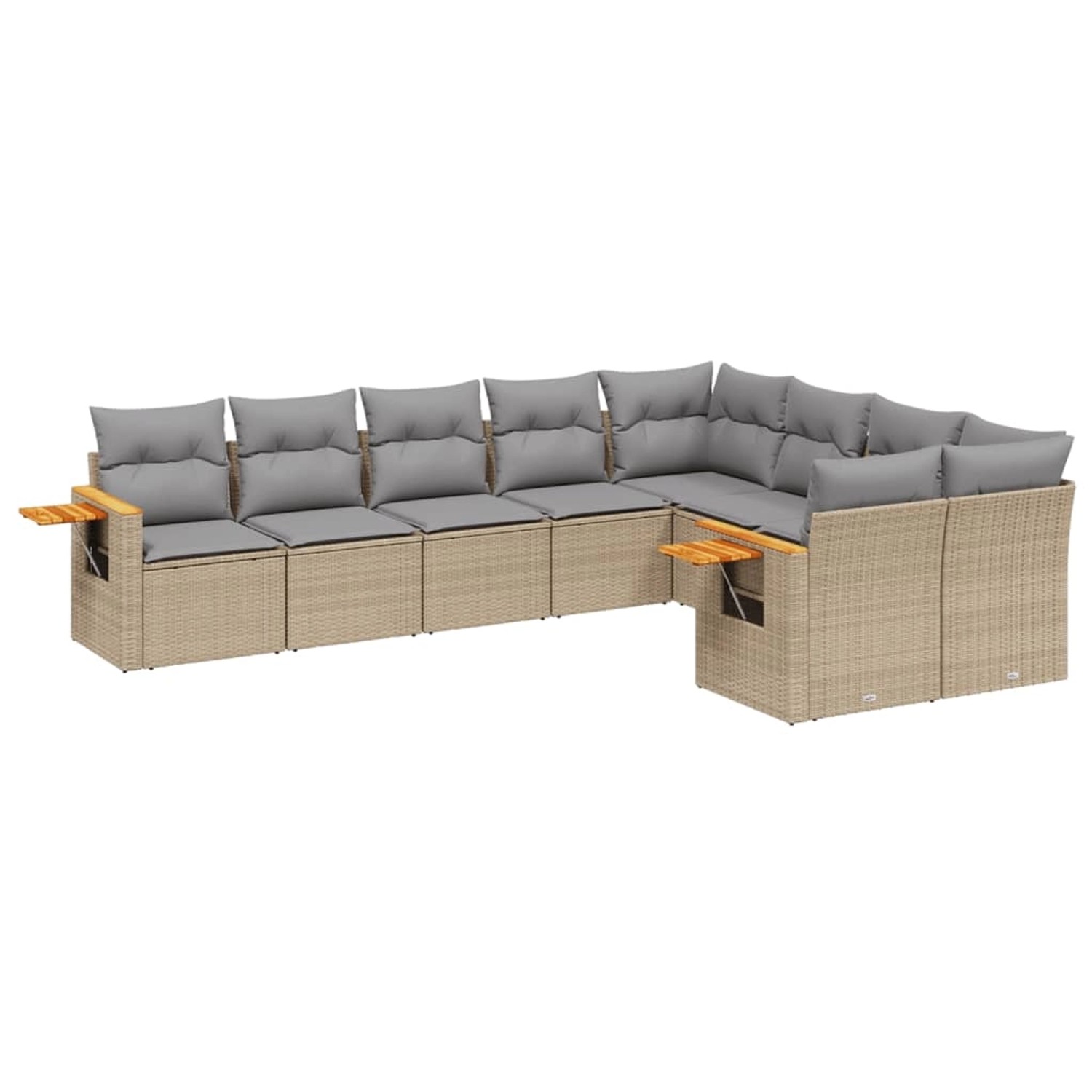 vidaXL 9-Tlg Garten-Sofagarnitur mit Kissen Beige Poly Rattan 3227144 günstig online kaufen