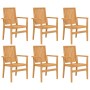 vidaXL 7-tlg. Garten-Essgruppe aus Teakholz: Tisch und 6 Stühle aus massivem Teakholz.