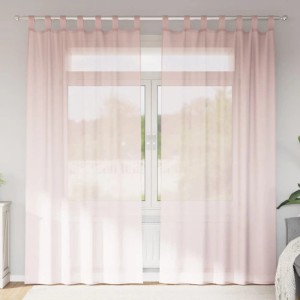vidaXL Voile Vorhänge mit Schlaufen 2 Stk Hellrosa 140x225 cm 4102278