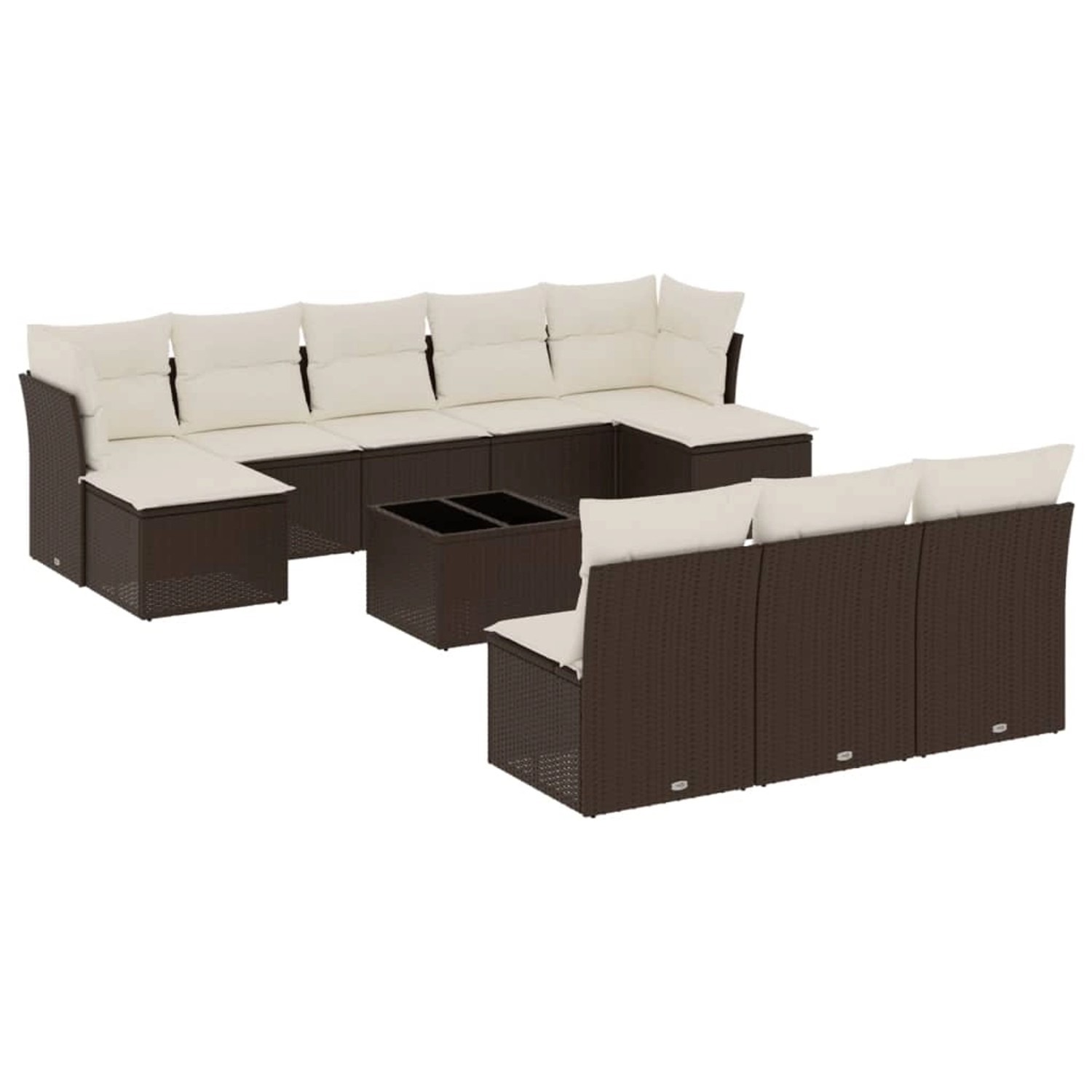 vidaXL 11-Tlg Garten-Sofagarnitur mit Kissen Braun Poly Rattan 3250142 günstig online kaufen