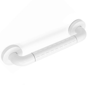 Weißer eyepower Badewannen Haltegriff aus Edelstahl, 30 cm, mit rutschfestem Profil für mehr Sicherheit im Bad.