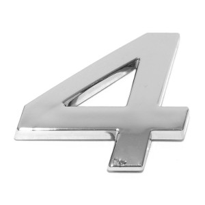 Eufab 3D Autoaufkleber '4' in Chrom-Optik für die Außenausstattung.