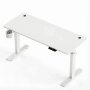 Weißer, elektrisch höhenverstellbarer Schreibtisch 140x70 cm mit USB-Ladestation.