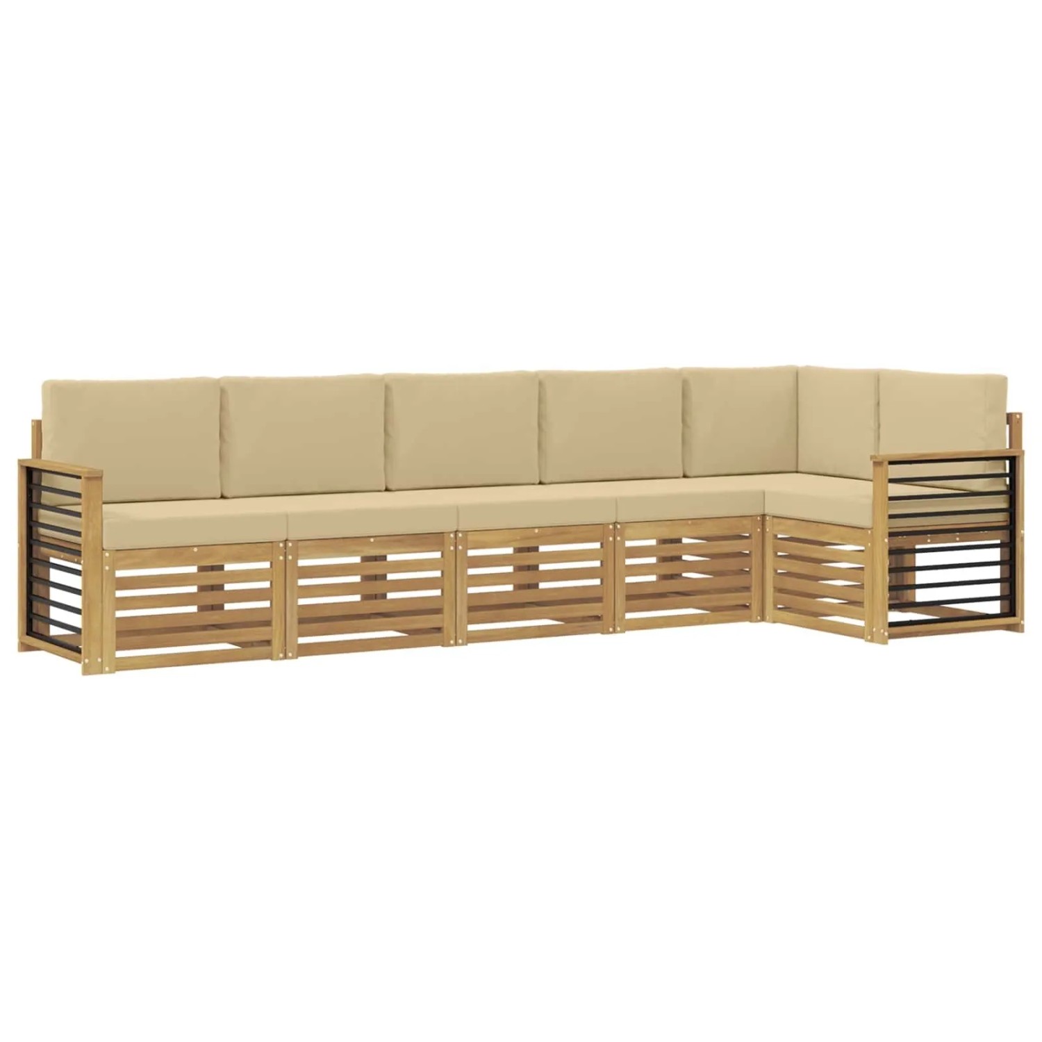 vidaXL Outdoor-Sofagarnitur 6 Stk Weiß und Beige 306 x 128,5 x 73 cm 3391928
