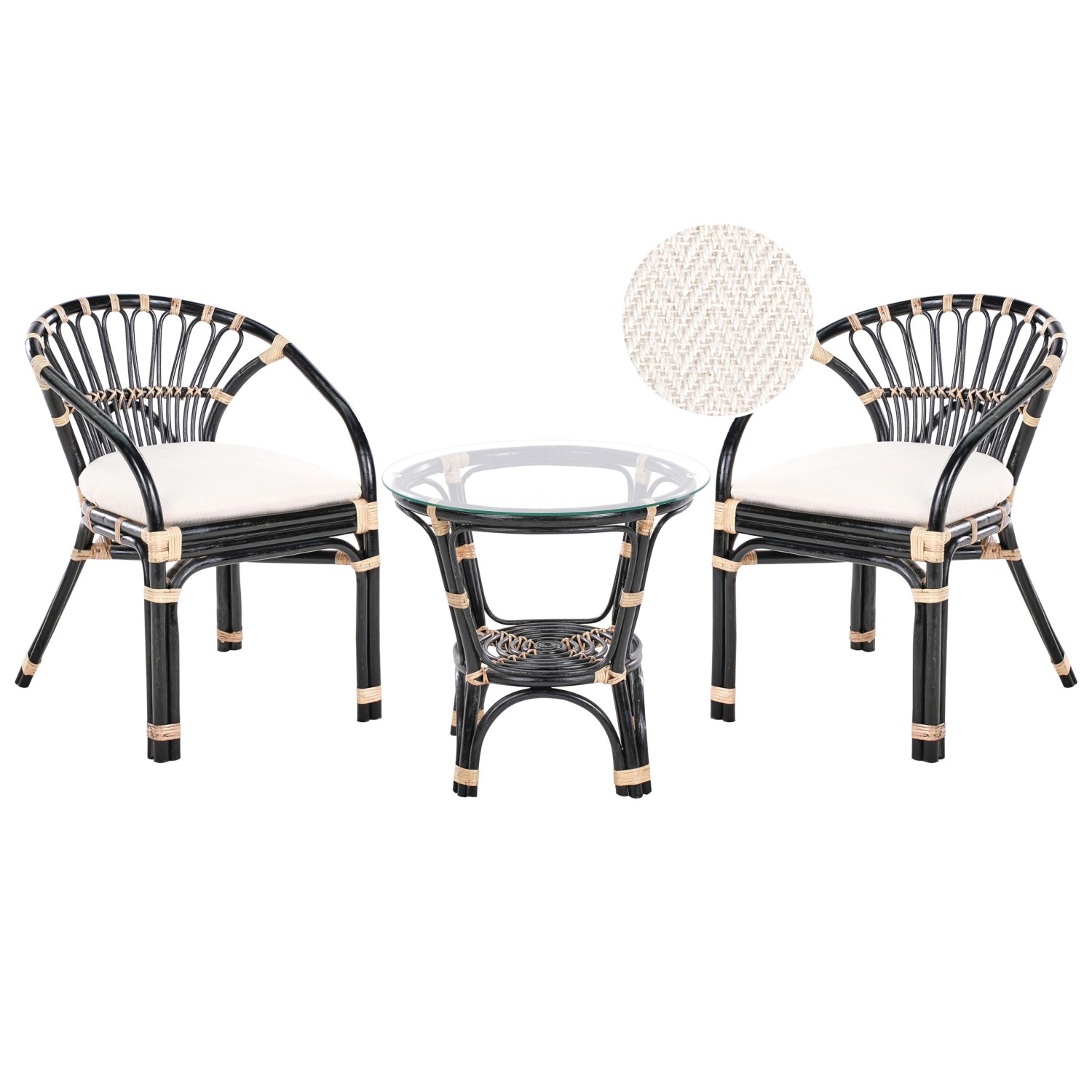 Beliani Bistro Set PECORINI Schwarz Heller Holzfarbton