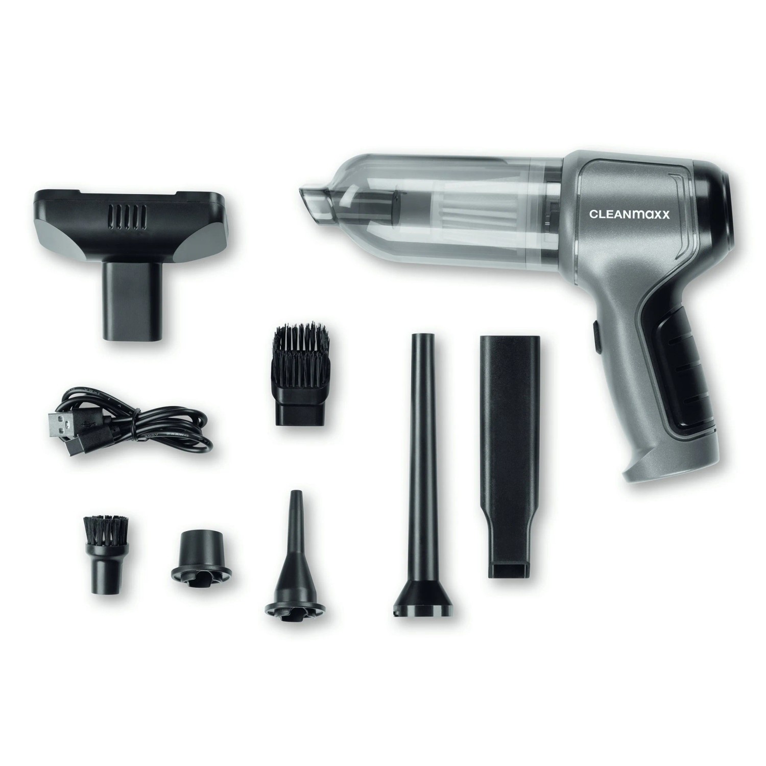 CLEANmaxx Akku-Handstaubsauger Saug-, Gebläse- & Vakuumierfunktion, 50 W, beutellos, 3-in-1 Funktion Handstaubsauger Kabellos Mini Staubsauger 7 Aufsätze