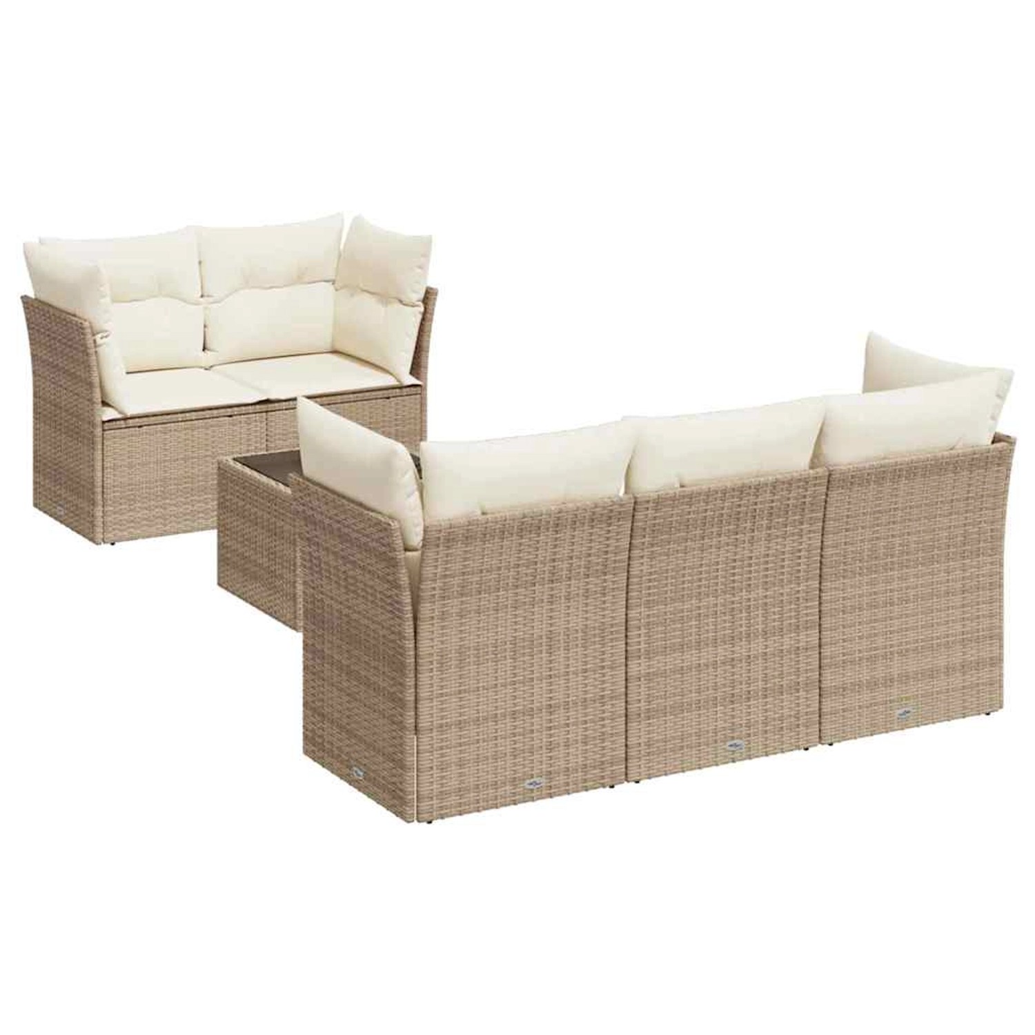 vidaXL 6-Tlg Garten-Sofagarnitur mit Kissen Beige Poly Rattan 3217248 günstig online kaufen