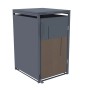 Mülltonnenbox anthrazit/Holz für 1 Mülltonne. Metallgehäuse mit Holz-Optik Tür für den Außenbereich.