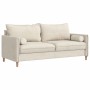 Zwei cremefarbene vidaXL Bolsterkissen aus weichem Cordstoff, 15x40 cm, auf einem Sofa.