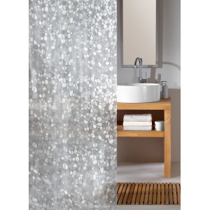 Transparenter Kleine Wolke Duschvorhang Cristal Clean mit Steinmuster, 180x200 cm.