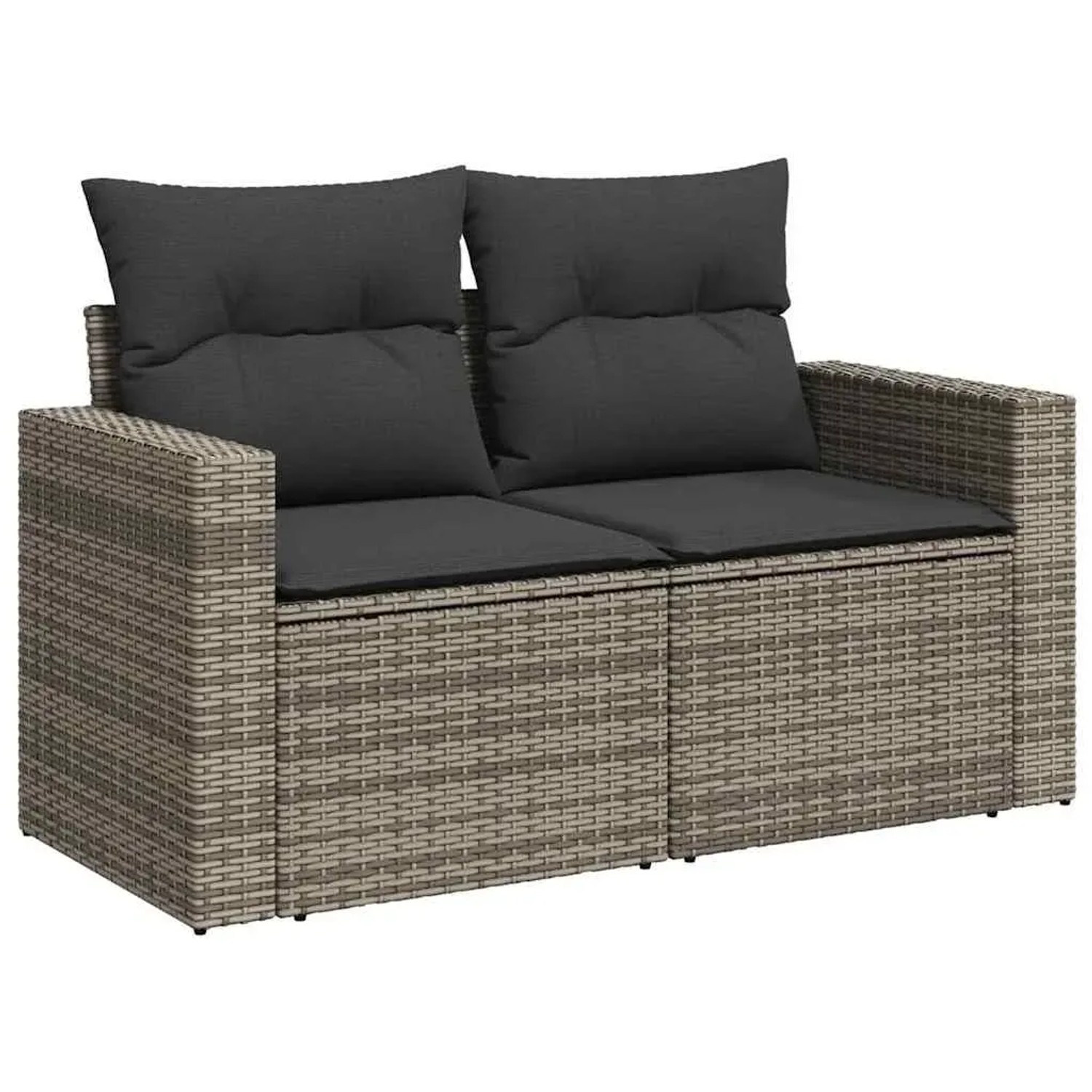Graues vidaXL Garten-Sofa-Set aus Poly Rattan, 9-teilig. Bequeme Gartenmöbel für Terrasse und Garten.