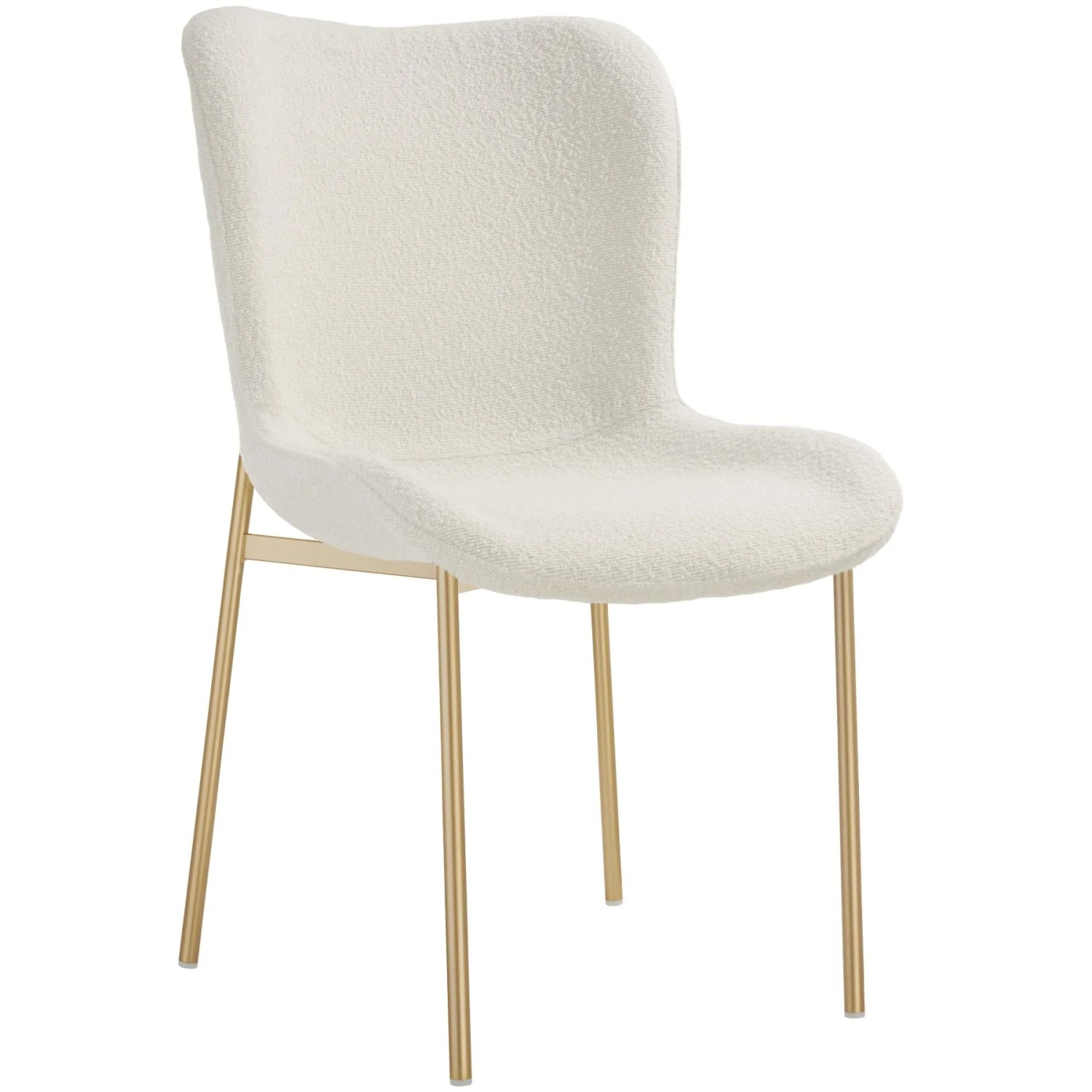 Tectake Polsterstuhl  Tessa Ergonomische Form Mit Hoher Rückenlehne Schlanke Stahlbeine  62 x 54 x 90 cm Bouclé Weiß Gold