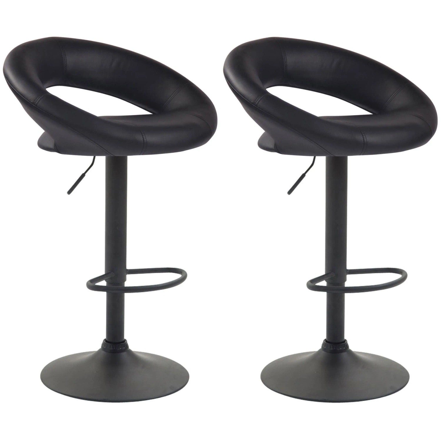 CLP 2er Set Barhocker Olinda Kunstleder Schwarz/Schwarz