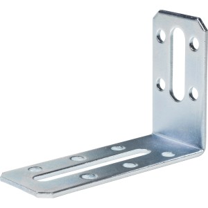Verzinkter Winkelverbinder mit Langloch, 80x55x30 mm, für Holzkonstruktionen.