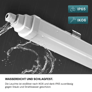 LUXULA LED Feuchtraumleuchte, 120cm, IP65, stoßfest. Ideal für Keller, Garage & Werkstatt.