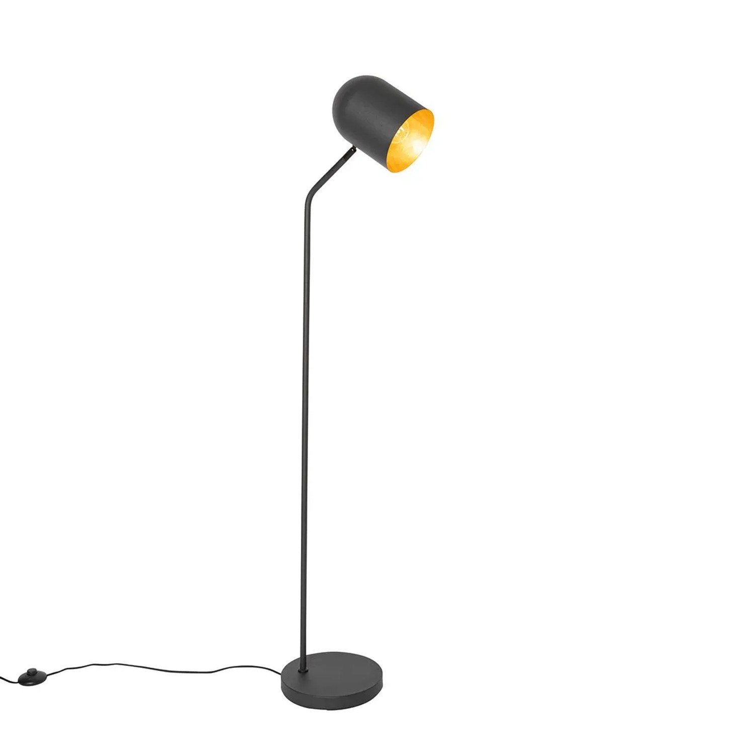 QAZQA Moderne Stehlampe Schwarz mit Gold Verstellbar   Morik