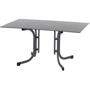 Rechteckiger, anthrazitfarbener Siena Garden Klapptisch Sola, 90x140 cm, ideal für Balkon und Garten.