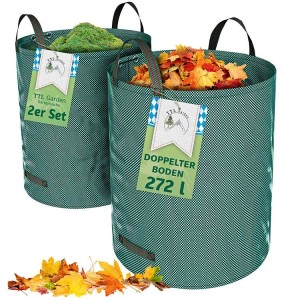 TTL GARDEN Gartensack 272 L 2er Set – Garten Abfallsäcke Grün Reißfest Für Laub Gras Gartenabfall